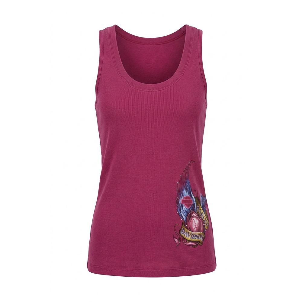 Harley Davidson Honolulu Hawaii‎ Pink Racerback Tank Top Rhinestone Graphic Sz M